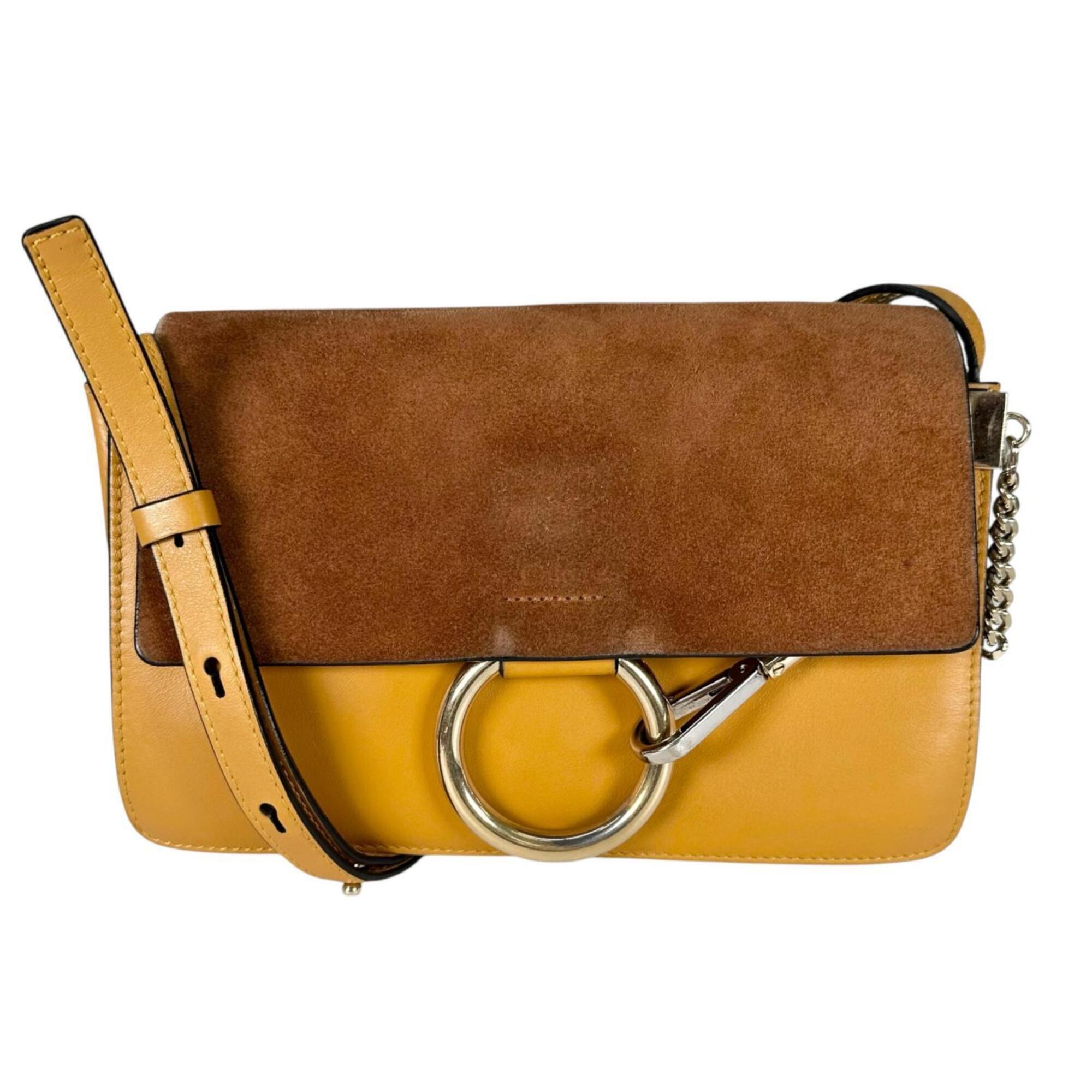 Chlo Chloe Faye Shoulder Bag, Leather, Brown, Women's